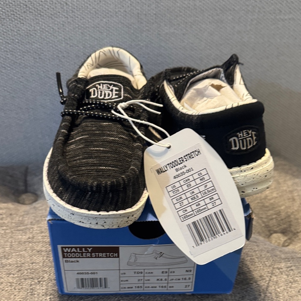 Hey Dude Kids Wally Stretch Black Sneakers